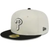 Men's Philadelphia Phillies New Era Stone/Black Chrome 59FIFTY Fitted Hat