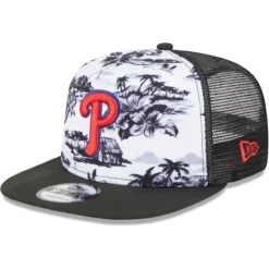 Men's Philadelphia Phillies New Era White/Black Vacay 2.0 A-Frame Trucker 9FIFTY Snapback Hat