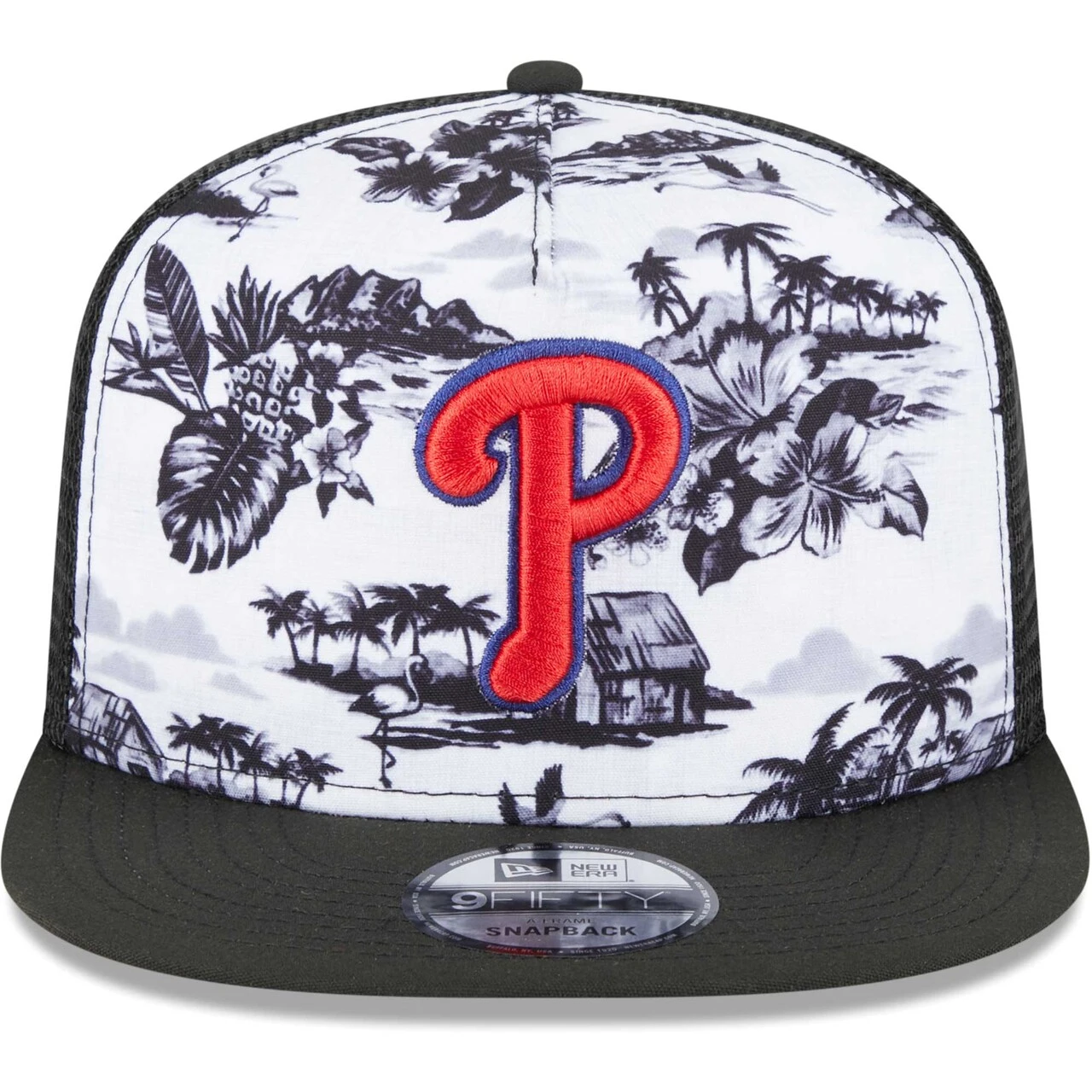 Men's Philadelphia Phillies New Era White/Black Vacay 2.0 A-Frame Trucker 9FIFTY Snapback Hat 2 Men's Philadelphia Phillies New Era White/Black Vacay 2.0 A-Frame Trucker 9FIFTY Snapback Hat - Image 2