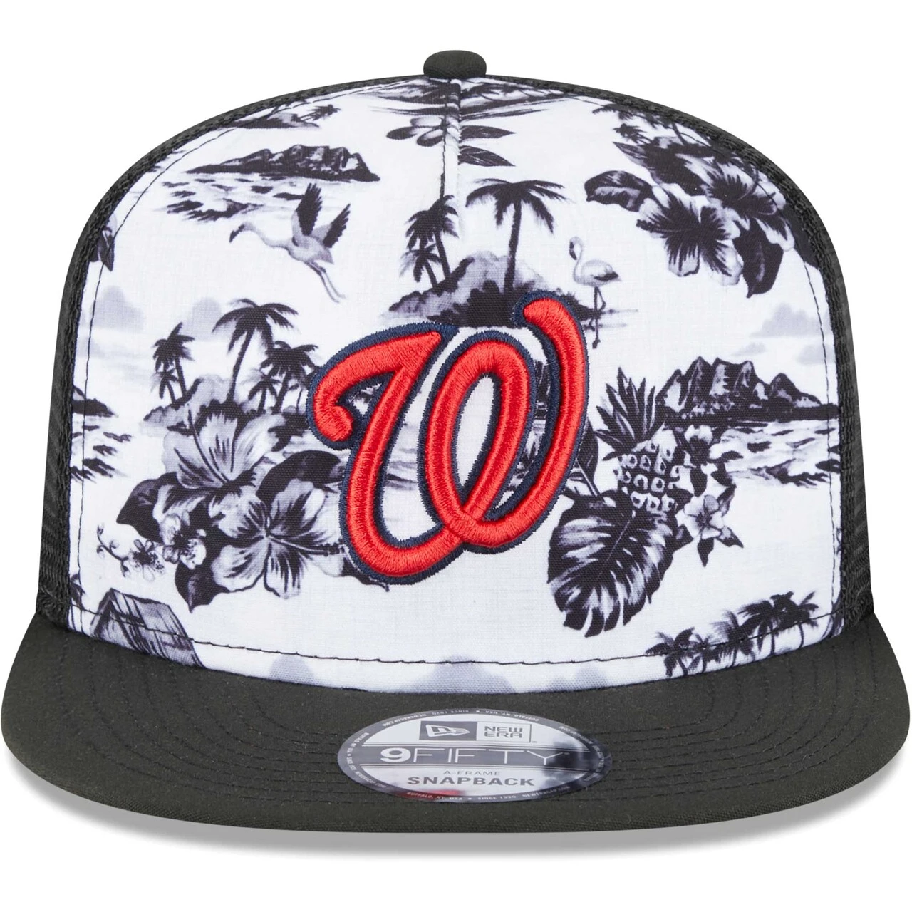 Men's Washington Nationals New Era White/Black Vacay 2.0 A-Frame Trucker 9FIFTY Snapback Hat 2 Men's Washington Nationals New Era White/Black Vacay 2.0 A-Frame Trucker 9FIFTY Snapback Hat - Image 2