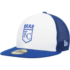 Men's Kansas City Royals New Era White/Blue 2023 On-Field Batting Practice 59FIFTY Fitted Hat
