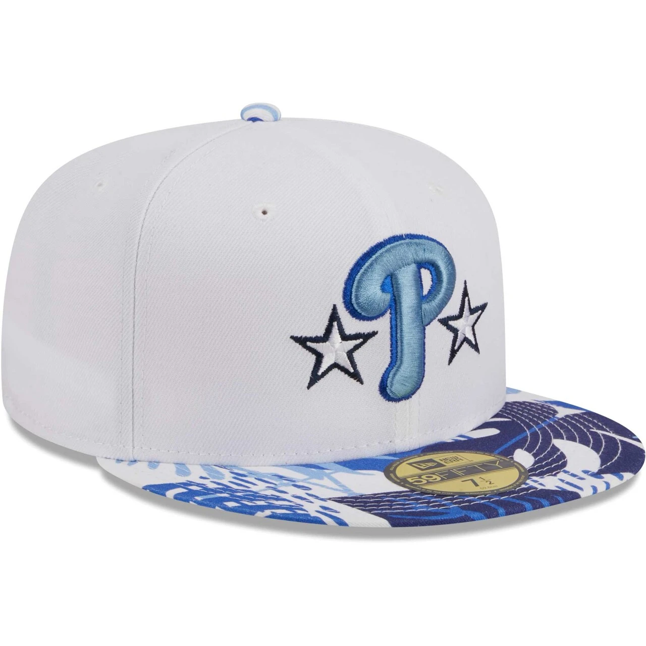 Men's Philadelphia Phillies New Era White/Blue Flamingo 59FIFTY Fitted Hat 3 Men's Philadelphia Phillies New Era White/Blue Flamingo 59FIFTY Fitted Hat - Image 3