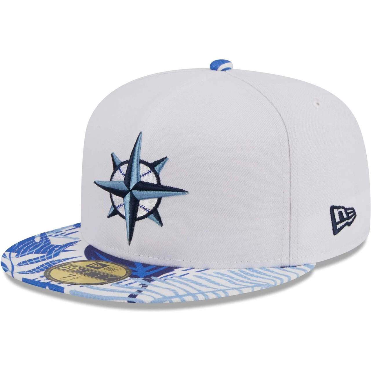 Men's Seattle Mariners New Era White/Blue Flamingo 59FIFTY Fitted Hat 1 Men's Seattle Mariners New Era White/Blue Flamingo 59FIFTY Fitted Hat