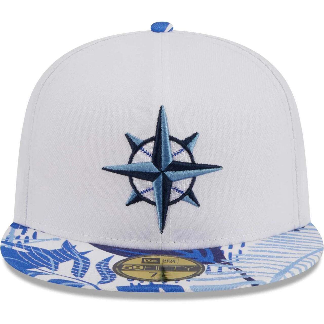 Men's Seattle Mariners New Era White/Blue Flamingo 59FIFTY Fitted Hat 2 Men's Seattle Mariners New Era White/Blue Flamingo 59FIFTY Fitted Hat - Image 2
