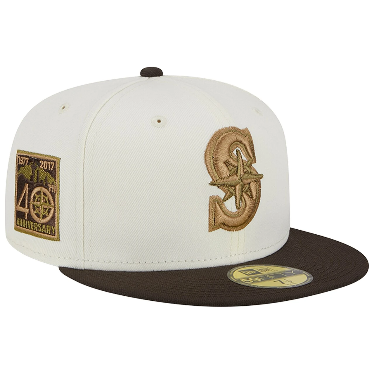 Men's Seattle Mariners New Era White/Brown 40th Team Anniversary 59FIFTY Fitted Hat 1 Men's Seattle Mariners New Era White/Brown 40th Team Anniversary 59FIFTY Fitted Hat
