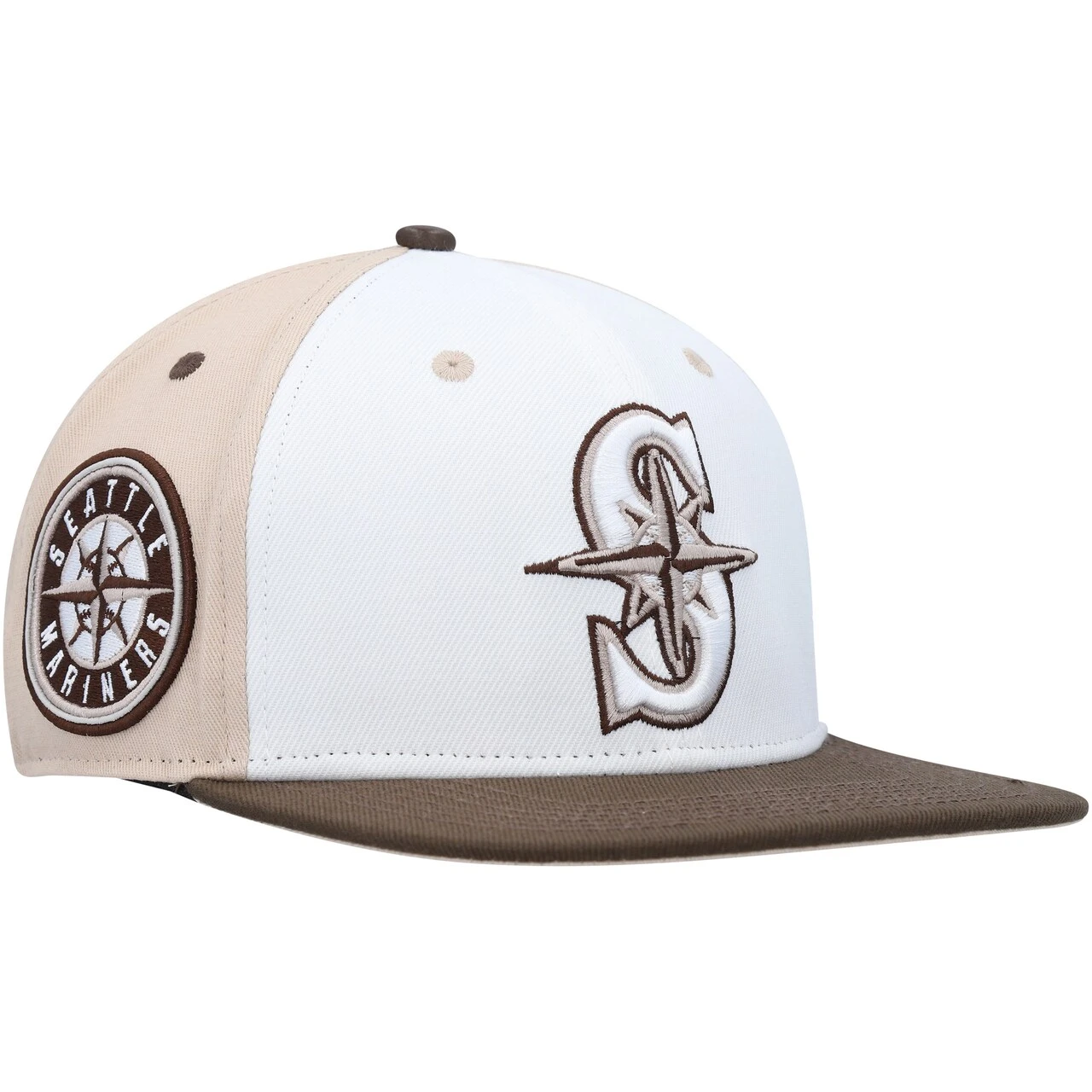 Men's Seattle Mariners Pro Standard White/Brown Chocolate Ice Cream Drip Snapback Hat 1 Men's Seattle Mariners Pro Standard White/Brown Chocolate Ice Cream Drip Snapback Hat