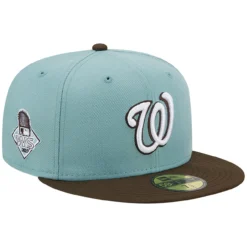 Men's Washington Nationals New Era Light Blue/Brown 2019 World Series Beach Kiss 59FIFTY Fitted Hat