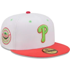 Men's Philadelphia Phillies New Era White/Coral Final Season At Veterans Stadium Strawberry Lolli 59FIFTY Fitted Hat