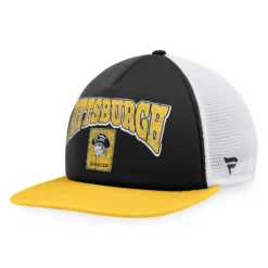 Men's Pittsburgh Pirates Fanatics Branded Black/Gold Heritage Foam Front Trucker Snapback Hat