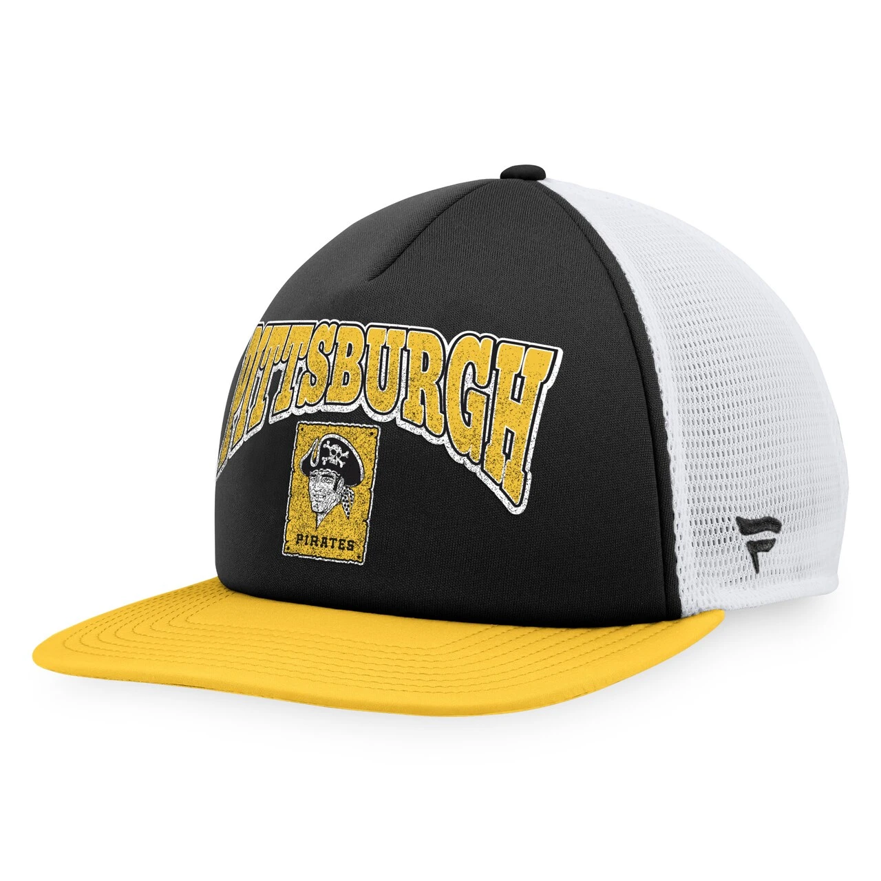 Men's Pittsburgh Pirates Fanatics Branded Black/Gold Heritage Foam Front Trucker Snapback Hat 1 Men's Pittsburgh Pirates Fanatics Branded Black/Gold Heritage Foam Front Trucker Snapback Hat