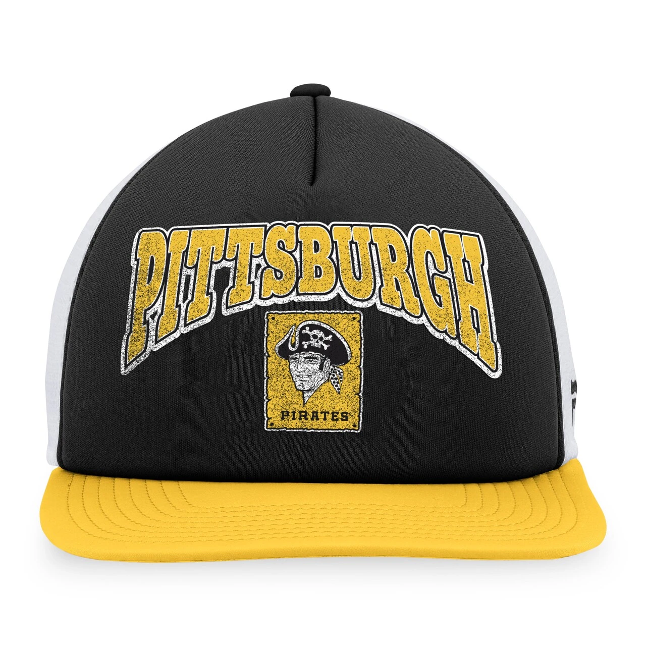 Men's Pittsburgh Pirates Fanatics Branded Black/Gold Heritage Foam Front Trucker Snapback Hat 2 Men's Pittsburgh Pirates Fanatics Branded Black/Gold Heritage Foam Front Trucker Snapback Hat - Image 2