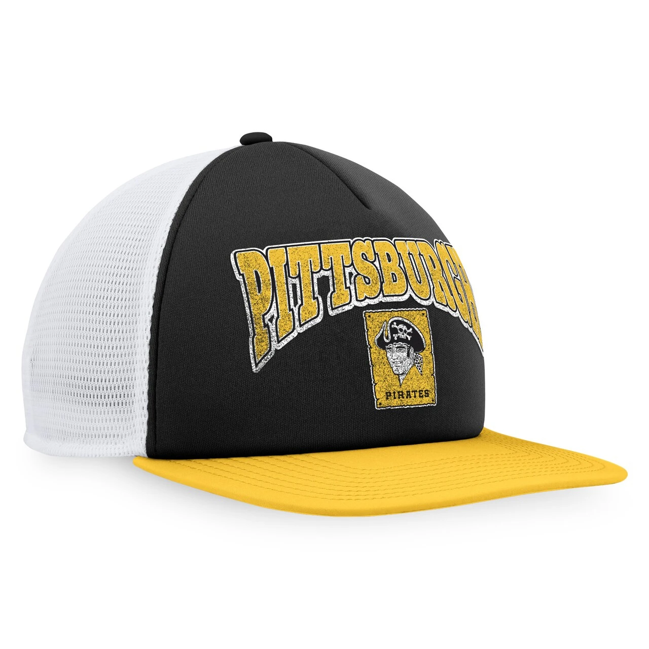 Men's Pittsburgh Pirates Fanatics Branded Black/Gold Heritage Foam Front Trucker Snapback Hat 3 Men's Pittsburgh Pirates Fanatics Branded Black/Gold Heritage Foam Front Trucker Snapback Hat - Image 3