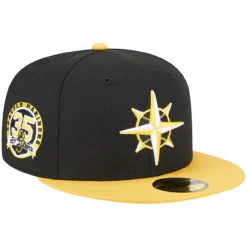 Front Page 19 Men's Seattle Mariners New Era Black/Gold 59FIFTY Fitted Hat