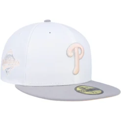 Men's Philadelphia Phillies New Era White/Gray 1993 World Series Side Patch Peach Undervisor 59FIFTY Fitted Hat