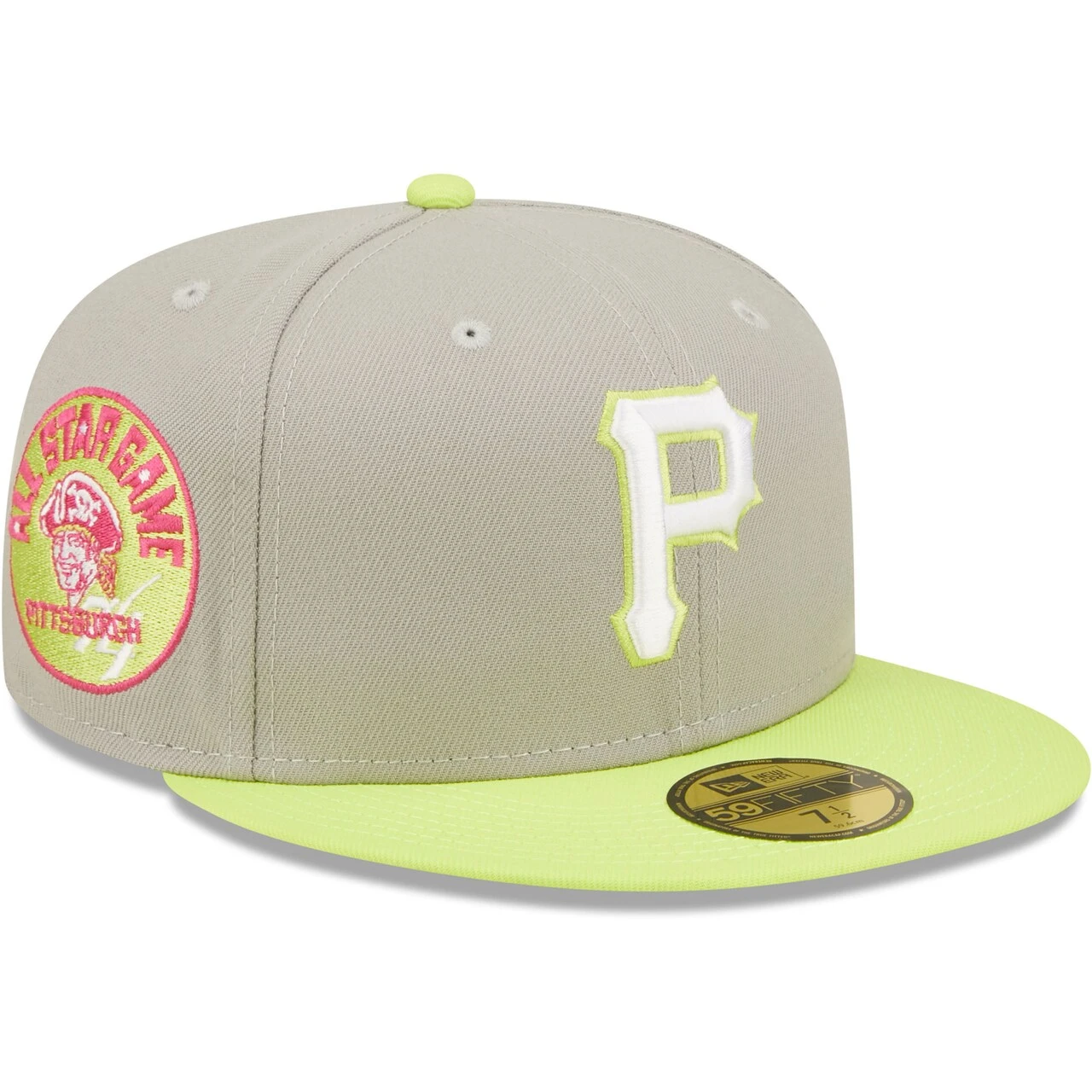 Men's Pittsburgh Pirates New Era Gray/Green 1974 MLB All-Star Game Cyber 59FIFTY Fitted Hat 1 Men's Pittsburgh Pirates New Era Gray/Green 1974 MLB All-Star Game Cyber 59FIFTY Fitted Hat