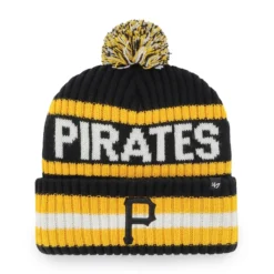 Men's Pittsburgh Pirates '47 Black Bering Cuffed Knit Hat With Pom