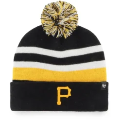 Men's Pittsburgh Pirates '47 Black State Line Cuffed Knit Hat With Pom