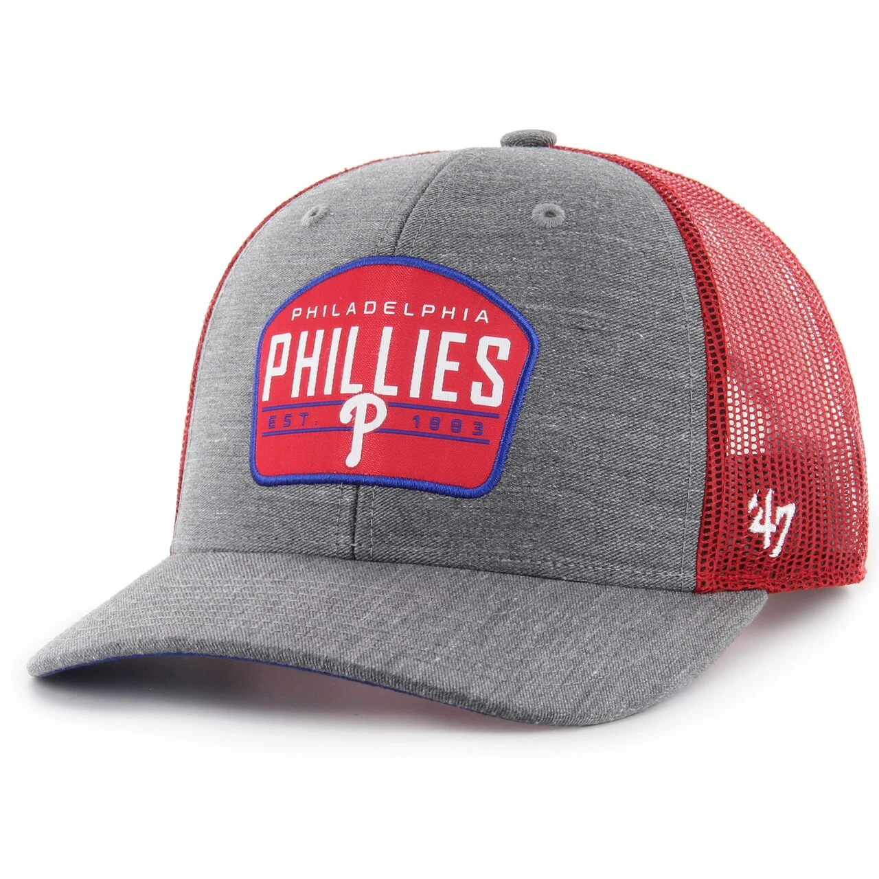 Men's Philadelphia Phillies '47 Charcoal Slate Trucker Snapback Hat 1 Men's Philadelphia Phillies '47 Charcoal Slate Trucker Snapback Hat