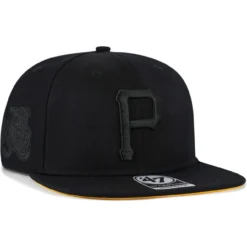 Men's Pittsburgh Pirates '47 Black On Black Sure Shot Captain Snapback Hat