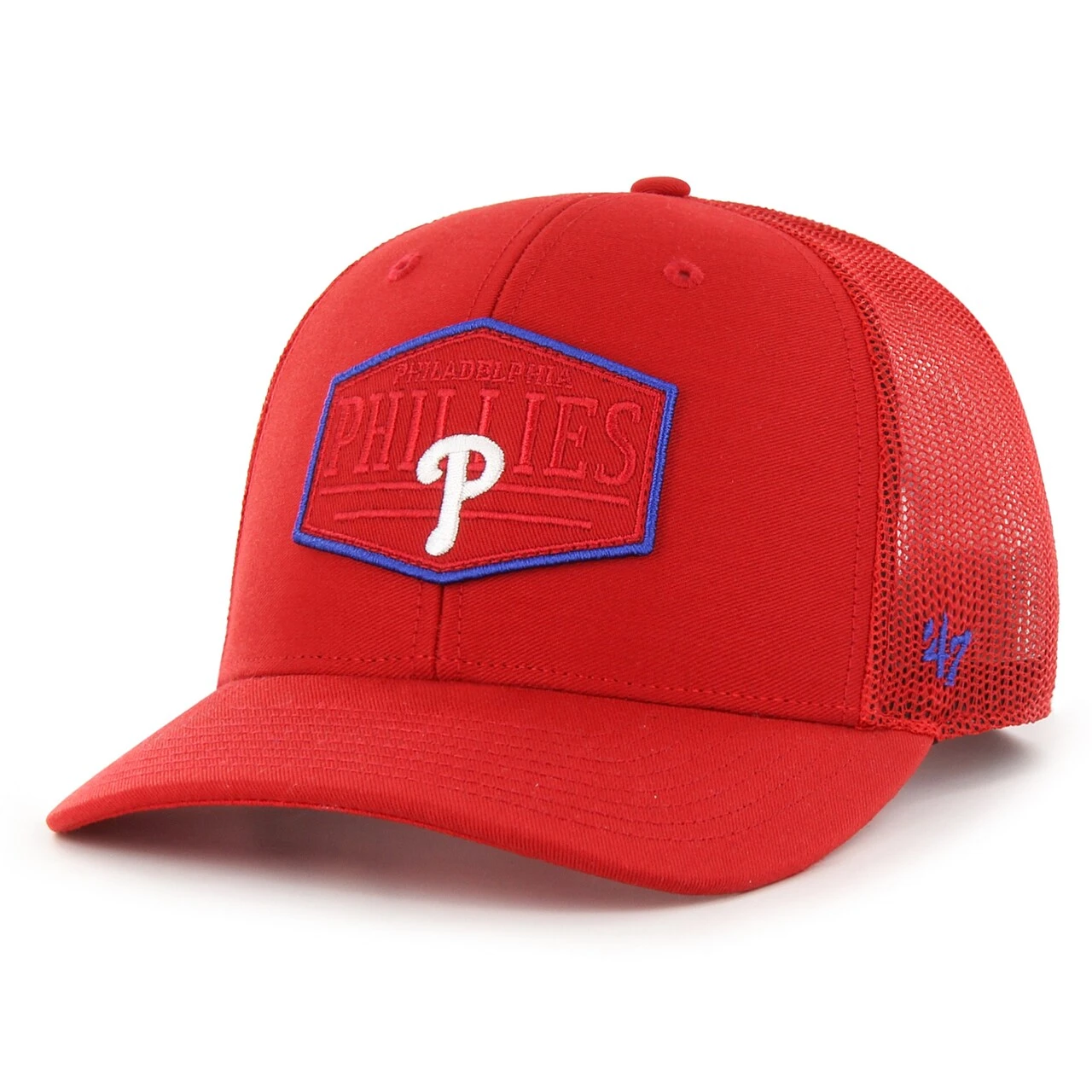 Men's Philadelphia Phillies '47 Red Ridgeline Tonal Patch Trucker Adjustable Hat 1 Men's Philadelphia Phillies '47 Red Ridgeline Tonal Patch Trucker Adjustable Hat