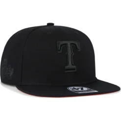 Men's Texas Rangers '47 Black On Black Sure Shot Captain Snapback Hat