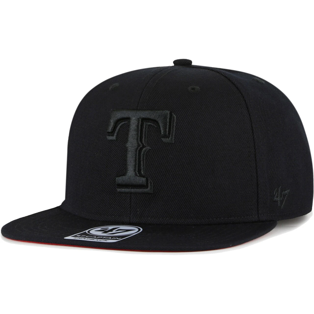 Men's Texas Rangers '47 Black On Black Sure Shot Captain Snapback Hat 2 Men's Texas Rangers '47 Black On Black Sure Shot Captain Snapback Hat - Image 2