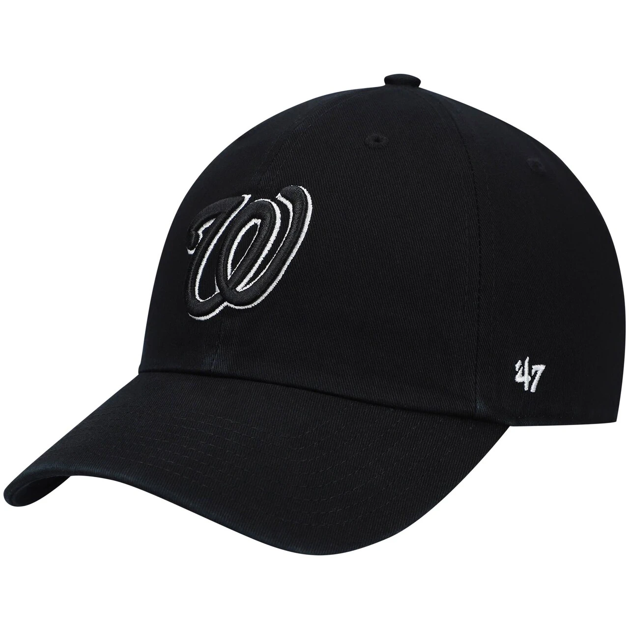 Men's Washington Nationals '47 Black On Black Logo Clean Up Adjustable Hat 1 Men's Washington Nationals '47 Black On Black Logo Clean Up Adjustable Hat