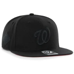 Men's Washington Nationals '47 Black On Black Sure Shot Captain Snapback Hat