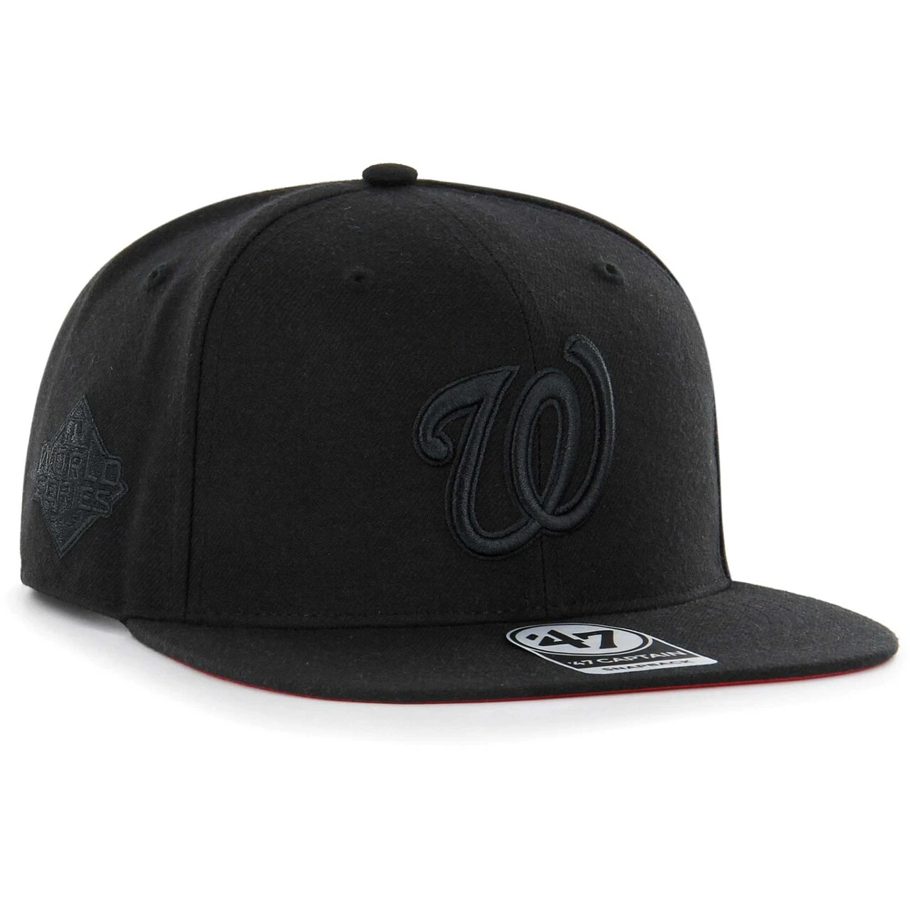 Men's Washington Nationals '47 Black On Black Sure Shot Captain Snapback Hat 1 Men's Washington Nationals '47 Black On Black Sure Shot Captain Snapback Hat
