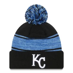 Men's Kansas City Royals New Era Black Chilled Cuffed Knit Hat With Pom