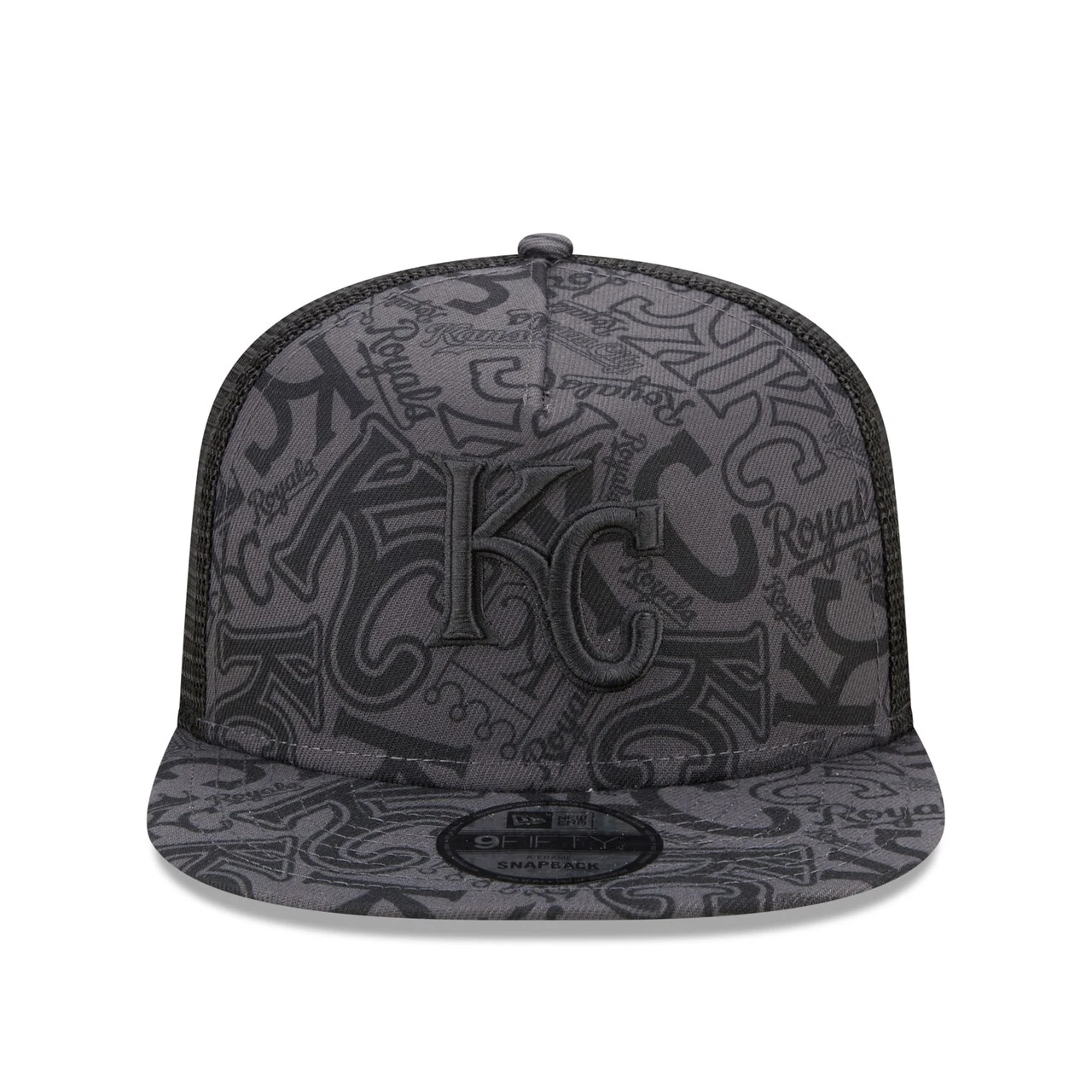 Men's Kansas City Royals New Era Black Repeat A-Frame 9FIFTY Trucker Snapback Hat 2 Men's Kansas City Royals New Era Black Repeat A-Frame 9FIFTY Trucker Snapback Hat - Image 2