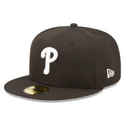 Men's Philadelphia Phillies New Era Black Team Logo 59FIFTY Fitted Hat