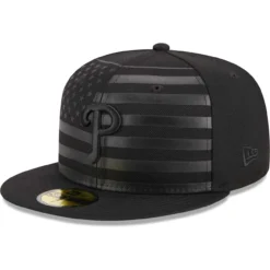 Men's Philadelphia Phillies New Era Black Tonal Flag 59FIFTY Fitted Hat