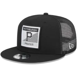 Men's Pittsburgh Pirates New Era Black Scratch Squared Trucker 9FIFTY Snapback Hat