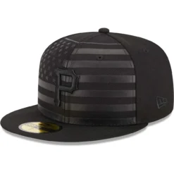 Men's Pittsburgh Pirates New Era Black Tonal Flag 59FIFTY Fitted Hat