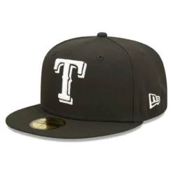 Men's Texas Rangers New Era Black Team Logo 59FIFTY Fitted Hat