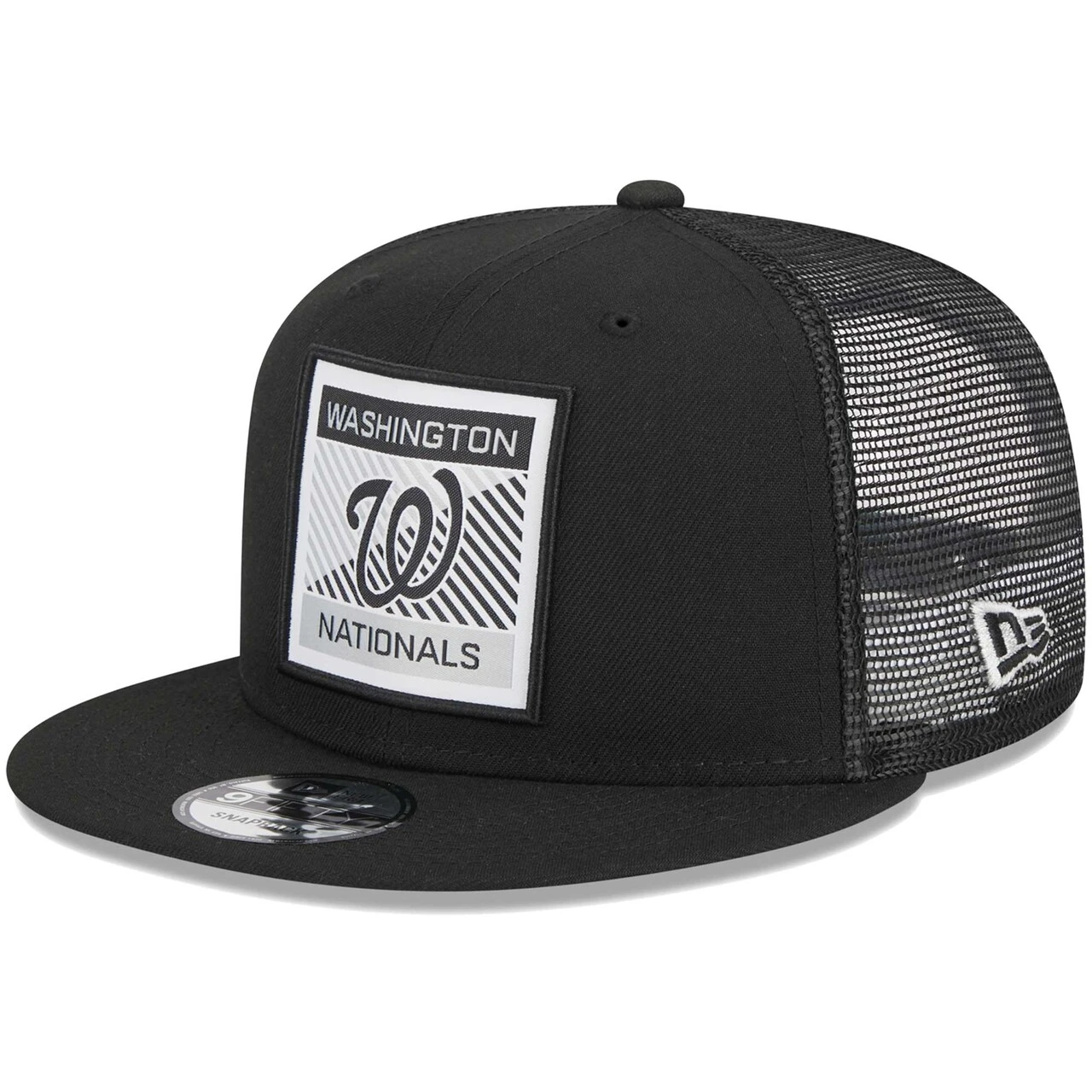Men's Washington Nationals New Era Black Scratch Squared Trucker 9FIFTY Snapback Hat 1 Men's Washington Nationals New Era Black Scratch Squared Trucker 9FIFTY Snapback Hat