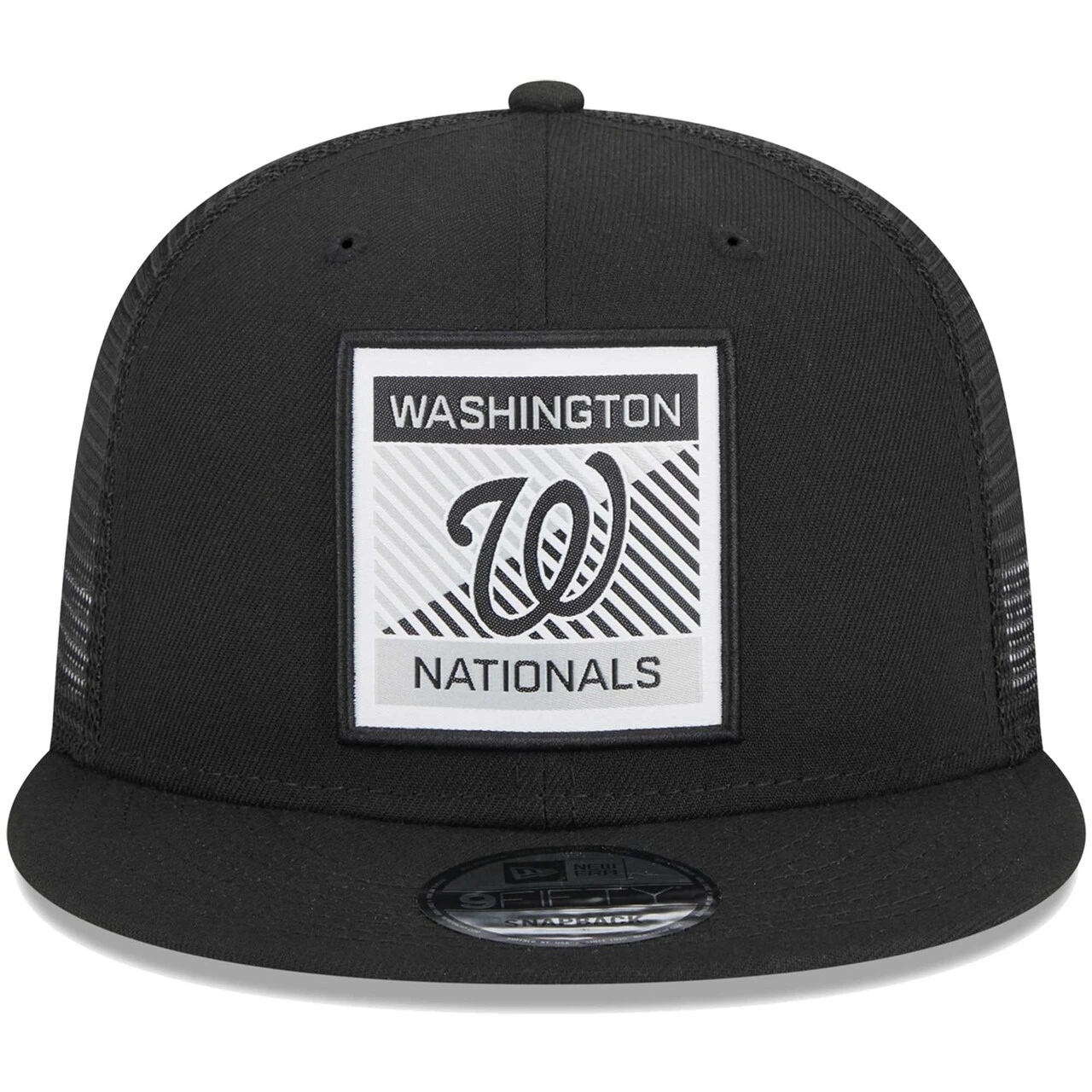 Men's Washington Nationals New Era Black Scratch Squared Trucker 9FIFTY Snapback Hat 2 Men's Washington Nationals New Era Black Scratch Squared Trucker 9FIFTY Snapback Hat - Image 2