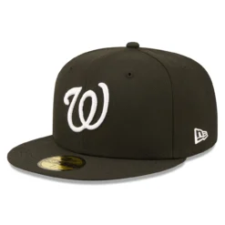 Men's Washington Nationals New Era Black Team Logo 59FIFTY Fitted Hat