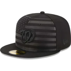 Men's Washington Nationals New Era Black Tonal Flag 59FIFTY Fitted Hat