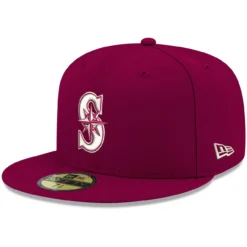Men's Seattle Mariners New Era Cardinal White Logo 59FIFTY Fitted Hat