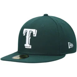 Men's Texas Rangers New Era Green White Logo 59FIFTY Fitted Hat