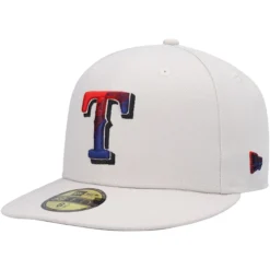 Men's Texas Rangers New Era Khaki Stone Dim Undervisor 59FIFTY Fitted Hat