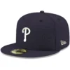 Men's Philadelphia Phillies New Era Navy White Logo 59FIFTY Fitted Hat