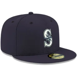 Men's Seattle Mariners New Era Navy White Logo 59FIFTY Fitted Hat -BaseballCap Hub Store mens new era navy seattle mariners white logo 59fifty fitted hat pi4208000 altimages ff 4208763 853acae601651486fe88alt3 full