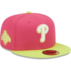 Men's Philadelphia Phillies New Era Pink 2008 World Series Champions Beetroot Cyber 59FIFTY Fitted Hat