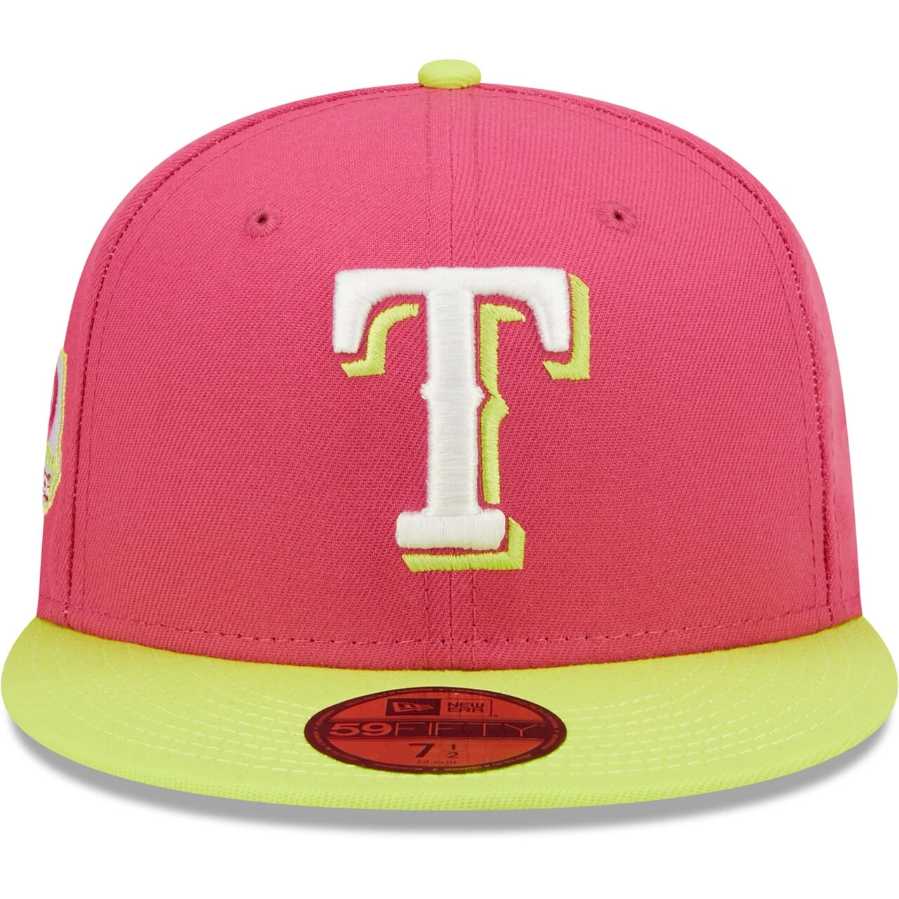 Men's Texas Rangers New Era Pink 40th Anniversary Beetroot Cyber 59FIFTY Fitted Hat 2 Men's Texas Rangers New Era Pink 40th Anniversary Beetroot Cyber 59FIFTY Fitted Hat - Image 2