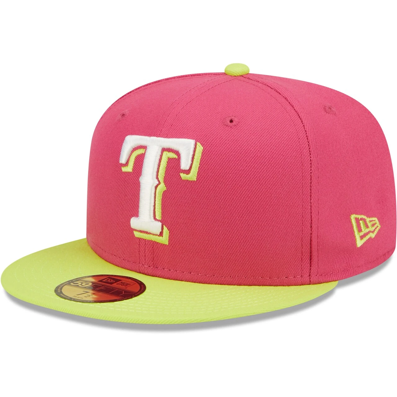 Men's Texas Rangers New Era Pink 40th Anniversary Beetroot Cyber 59FIFTY Fitted Hat 3 Men's Texas Rangers New Era Pink 40th Anniversary Beetroot Cyber 59FIFTY Fitted Hat - Image 3