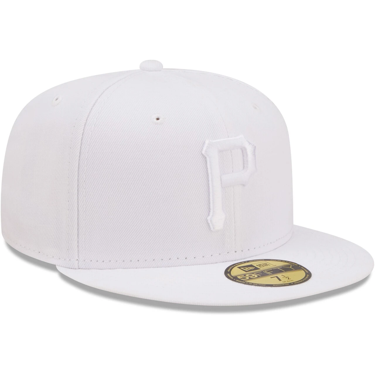 Men's Pittsburgh Pirates New Era White On White 59FIFTY Fitted Hat 3 Men's Pittsburgh Pirates New Era White On White 59FIFTY Fitted Hat - Image 3