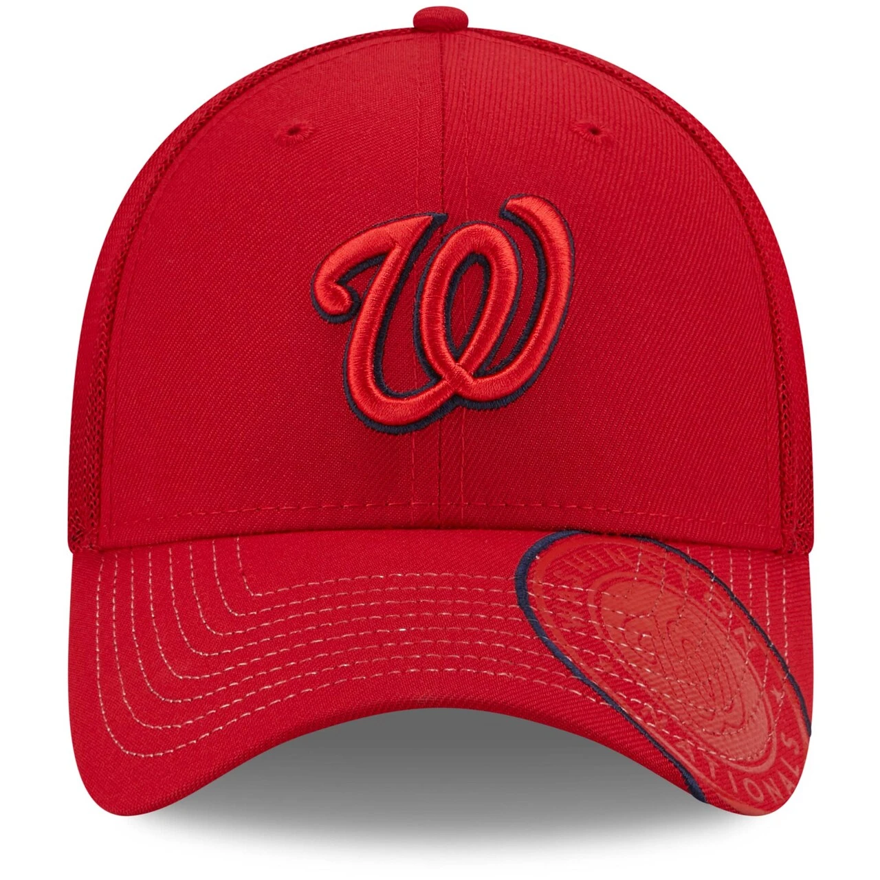 Men's Washington Nationals New Era Red Pop Visor Mesh Back 39THIRTY Flex Hat 2 Men's Washington Nationals New Era Red Pop Visor Mesh Back 39THIRTY Flex Hat - Image 2